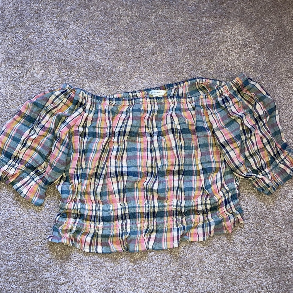 pastel plaid dress shirt from American Eagle, size medium